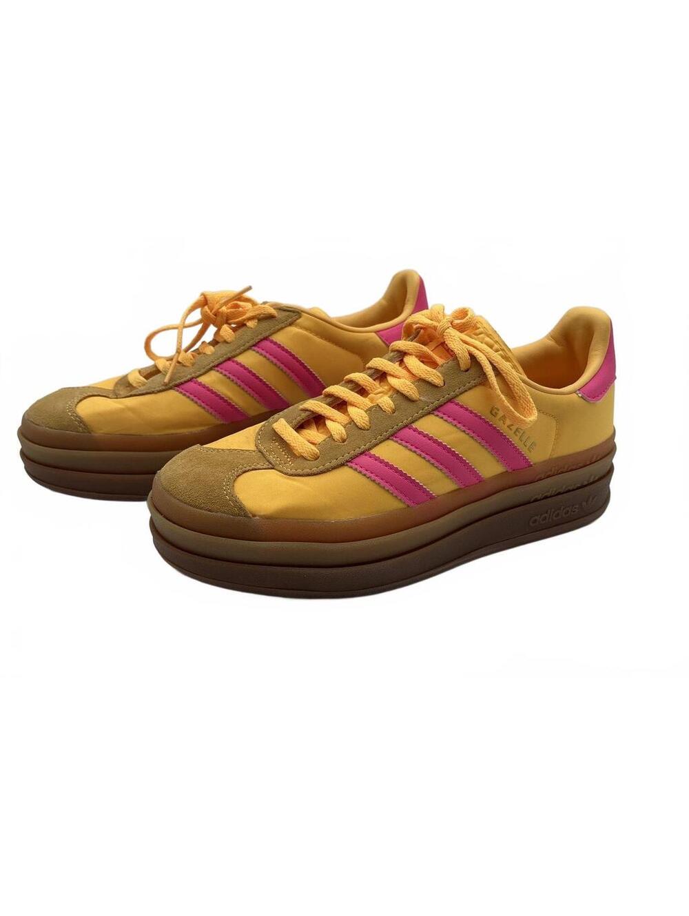 Adidas Gazelle Platform Sneakers Size 7 Yellow Pink